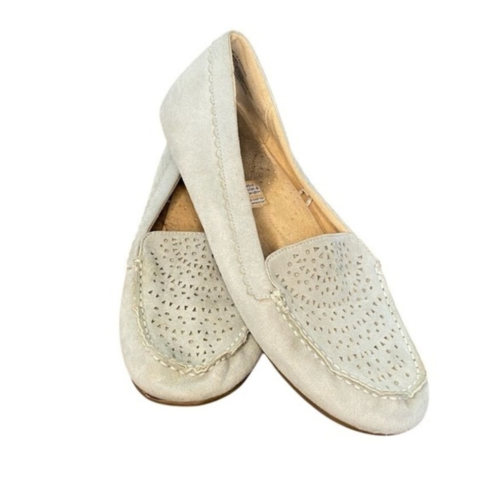 Womens Loafers Laser Cut Out Slip On Casual Comfort Walking Shoes 9.5
